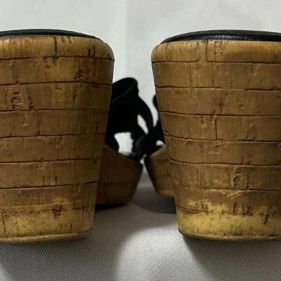 Italian Shoemakers Black Slip-On Wedge Heel Sandals - Picture 2 of 5